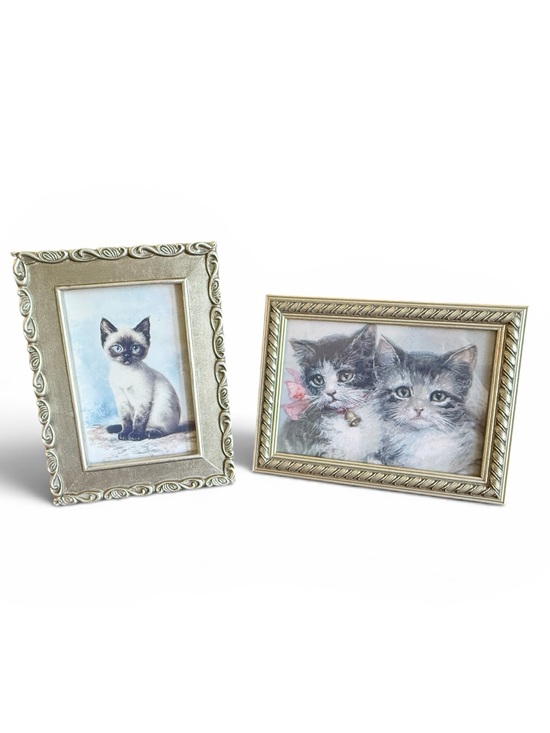 Vintage Other - 2 Vintage Silver Frames with Cat Pictures